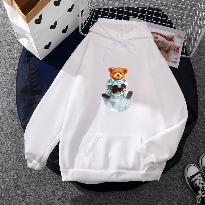 Women’s soft oversized hoodie with kawaii mushroom frog print, kangaroo pocket, and ribbed cuffs Mune Fashion