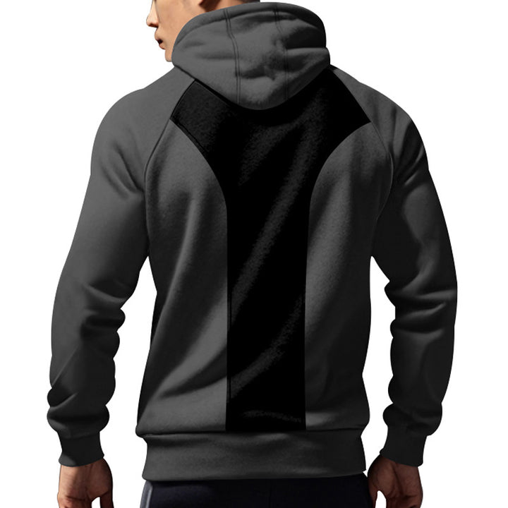 Men's casual hooded sweatshirt with short front zipper, ergonomic raglan cut, and kangaroo pocket Mune Fashion