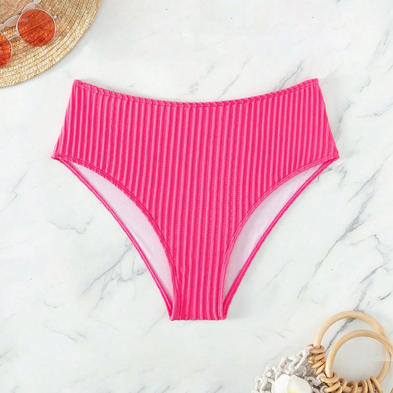 Women High-Cut Bikini Bottom with Fine Striped Pattern Mune Fashion