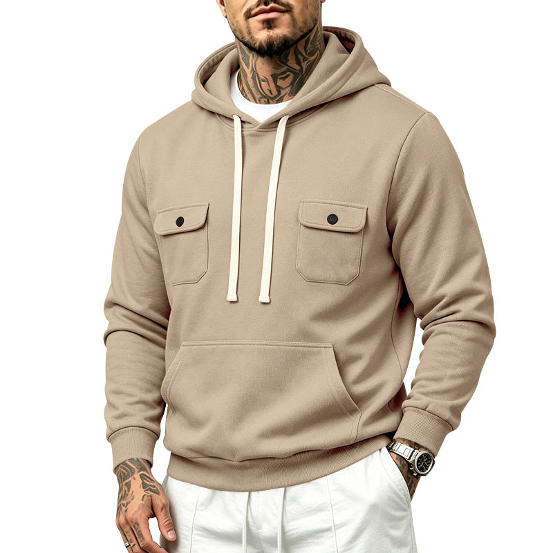 Men's hooded sweatshirt with double chest pockets and kangaroo pocket Mune Fashion