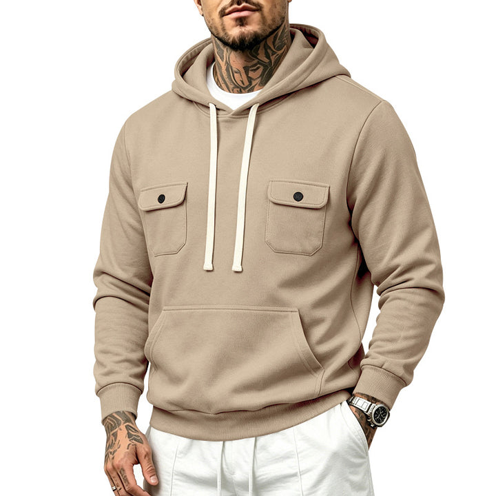 Men's hooded sweatshirt with double chest pockets and kangaroo pocket Mune Fashion
