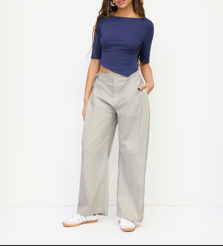 Women Comfortable Wide Fabric Pants Mune Fashion