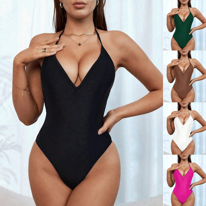 Women One-Piece Swimsuit with Cute Back Lacing Mune Fashion