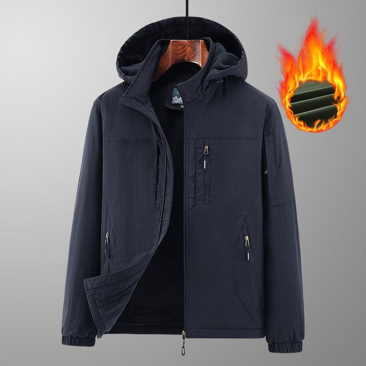 Men's Lightweight Wind and Thermal Softshell Jacket with Hood, Fleece Lined & Multi-functional Pockets Mune Fashion