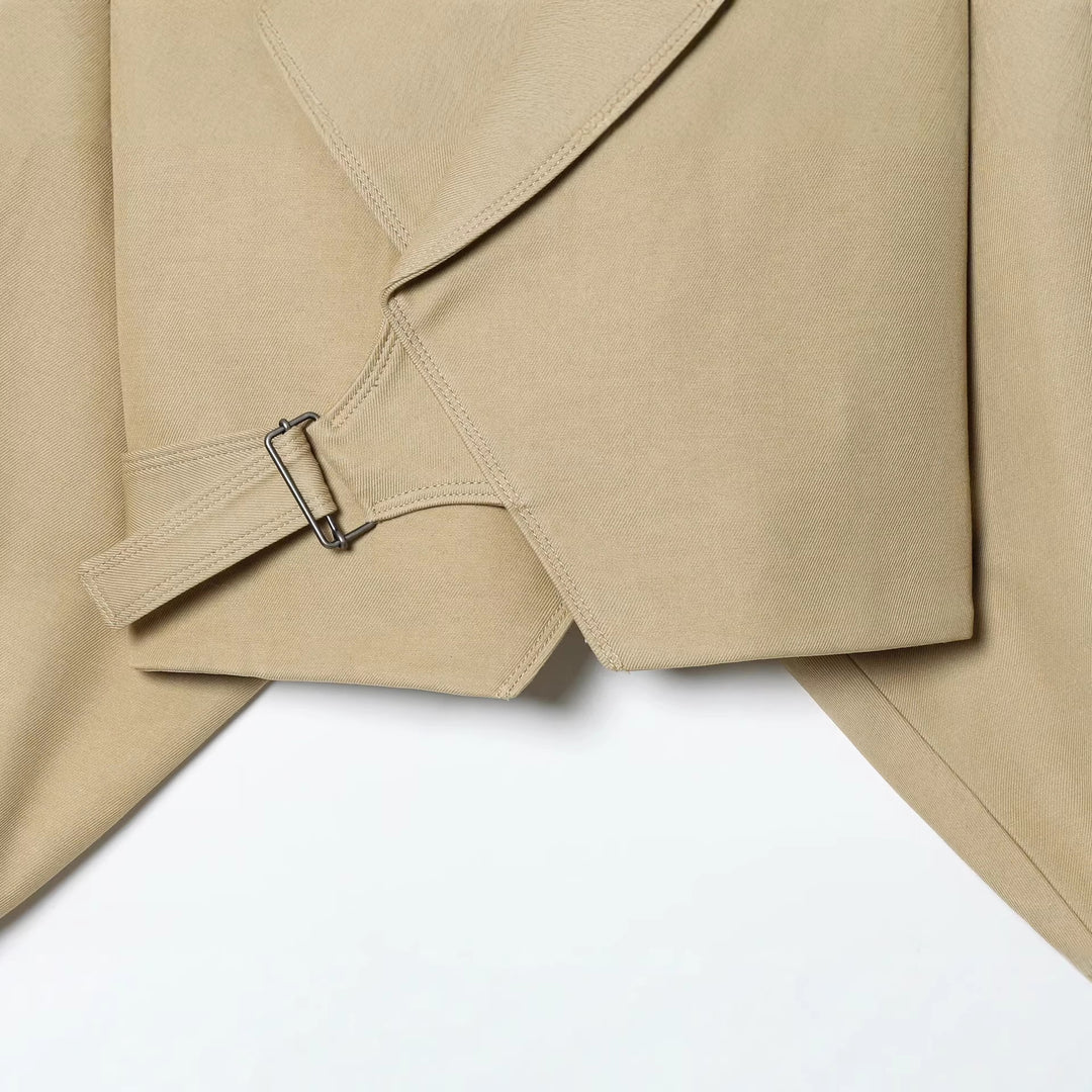 Women's Cropped Wrap Jacket with Large Shawl Collar, Belt and Balloon Sleeves Mune Fashion