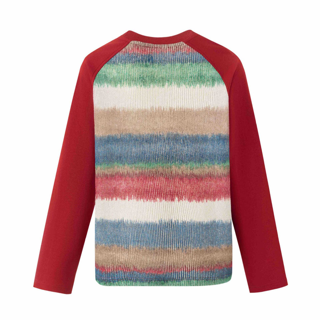 Men's round neck pullover with raglan sleeves and mottled knit front Mune Fashion