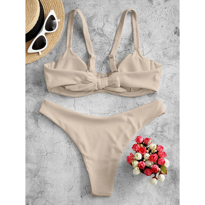 Women's Bathing Set with Padded Top and High Legs Mune Fashion