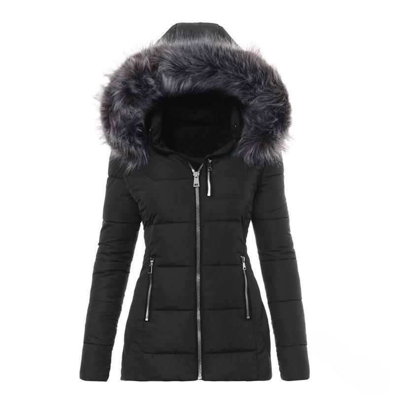 Women’S Winter Jacket with Removable Faux Fur Collar Mune