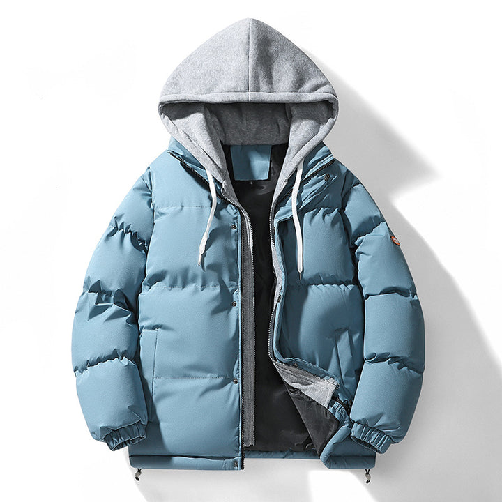 Men's Dual-Layer Puffer Jacket with Integrated Hooded Sweat Layer and Thermo Lining Mune Fashion