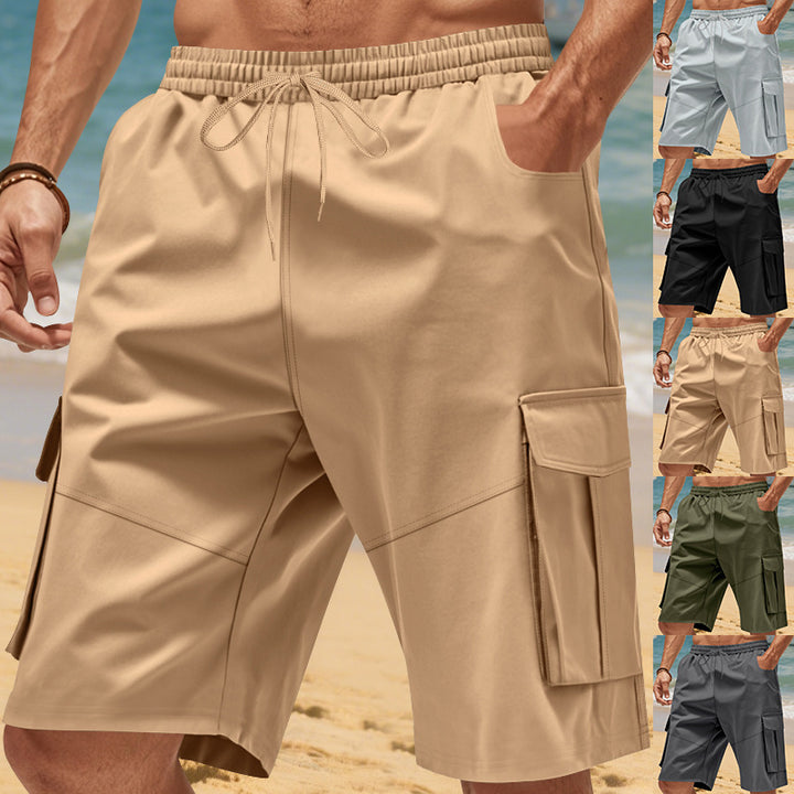 Men's Nano Technical Travel Leisure Bermuda with Elastic Waistband, Drawstring and Functional Flap Pockets Mune Fashion