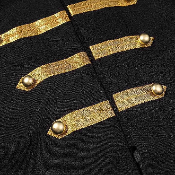 Women's military-inspired short jacket with stand-up collar and golden braid trimmings Mune Fashion