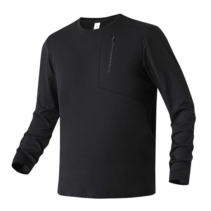 Unisex Oversize Long Sleeve Sweatshirt with Chest Zipper Pocket and Crew Neck Mune Fashion