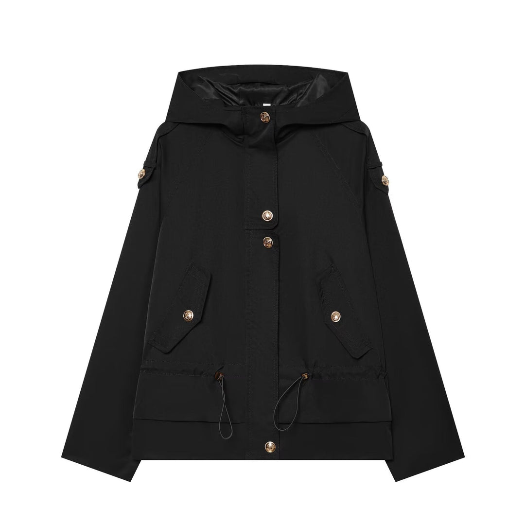Women's short parka with hood, drawstring waist and flap pockets Mune Fashion