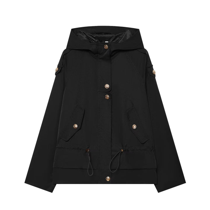 Women's short parka with hood, drawstring waist and flap pockets Mune Fashion