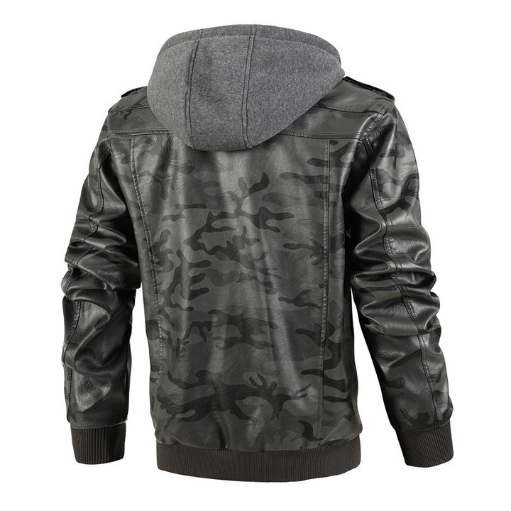 Men's Stylish Faux Leather Jacket in Military Style Mune Fashion
