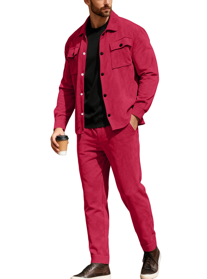 Men's Nan Shirt Jacket with Flap Pockets and Straight Cut Chino Pants Mune Fashion