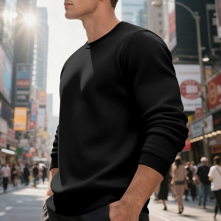 Men's soft crewneck sweatshirt made of cotton blend with ribbed cuffs and relaxed fit Mune Fashion
