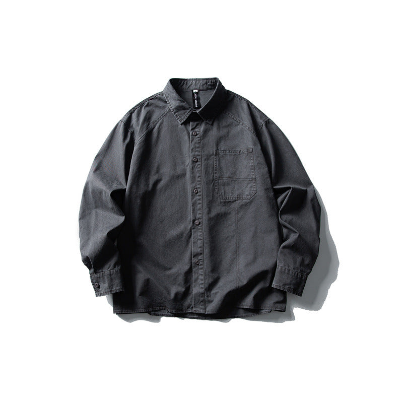 Men's oversized shirt jacket made of durable cotton twill with a patch chest pocket and straight hem Mune Fashion