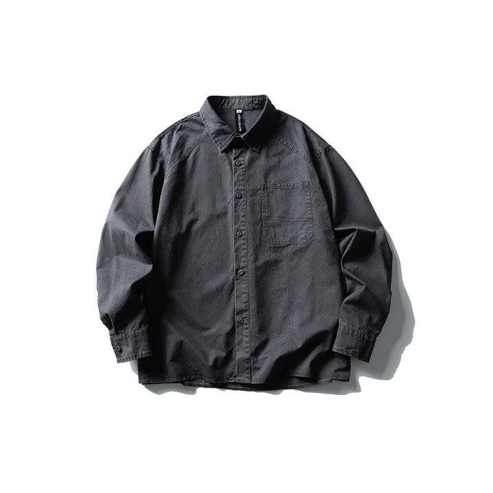Men's oversized shirt jacket made of durable cotton twill with a patch chest pocket and straight hem Mune Fashion