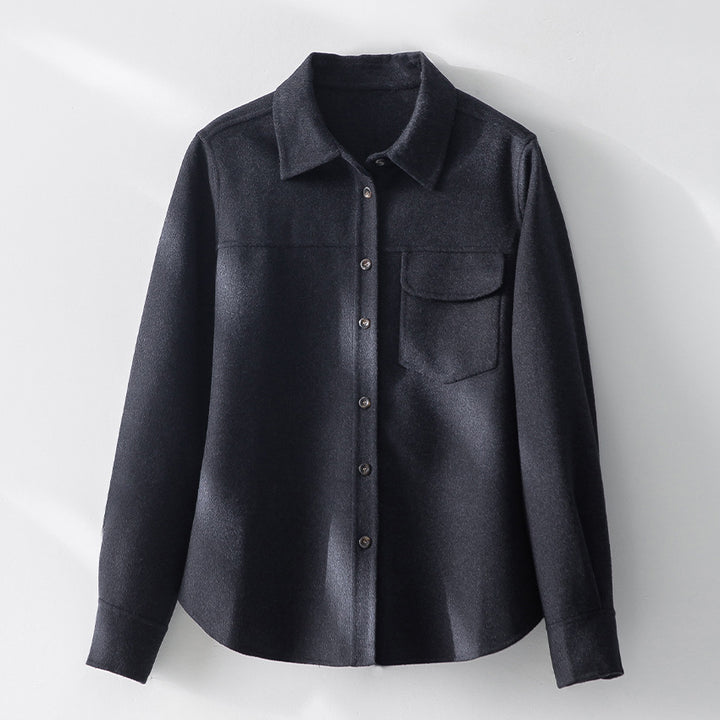Ladies' shirt blouse made of textured viscose with breast pocket and classic collar Mune Fashion