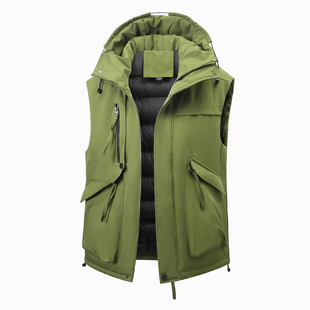 Men's Multifunctional Padded Vest with Hood Mune Fashion