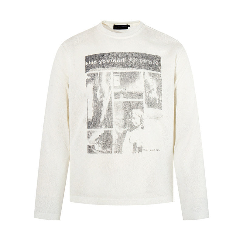 Men's sweatshirt with vintage photo collage print, straight cut and round neck Mune Fashion