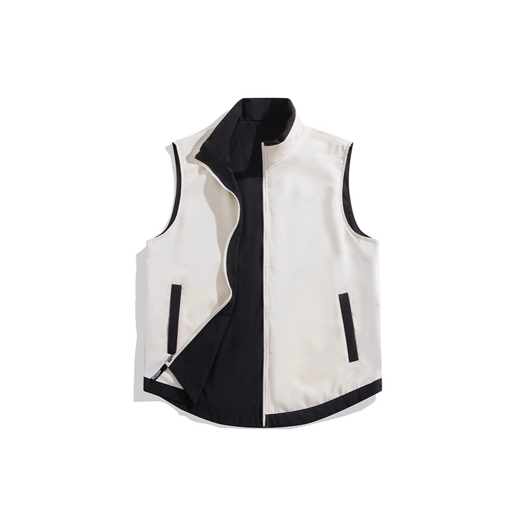 Men's Sleeveless Wind and Thermo Utility Vest with Silky Lining and Concealed Two-Way Zipper Mune Fashion