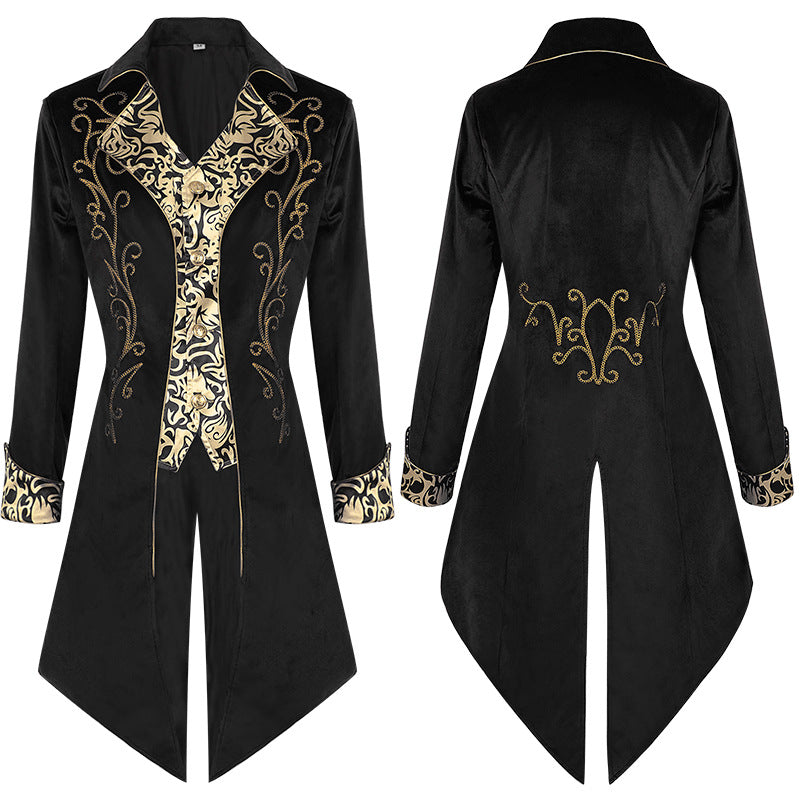 Men's extravagant evening tailcoat in Baroque style with gold-embroidered brocade trim Mune Fashion