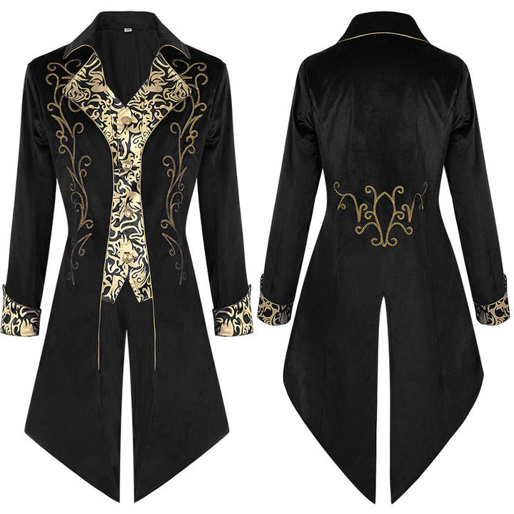 Men's extravagant evening tailcoat in Baroque style with gold-embroidered brocade trim Mune Fashion
