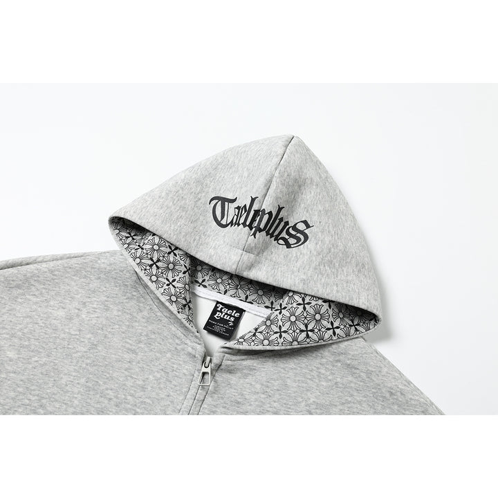 Unisex hooded sweatshirt in urban gothic print with ribbed hem Mune Fashion