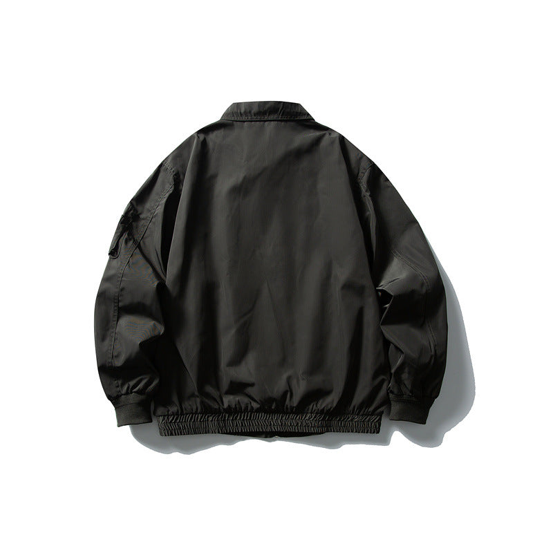 Men's Lightweight Utility Zip Jacket with Zipper, Arm Pocket and Elastic Hem Mune Fashion
