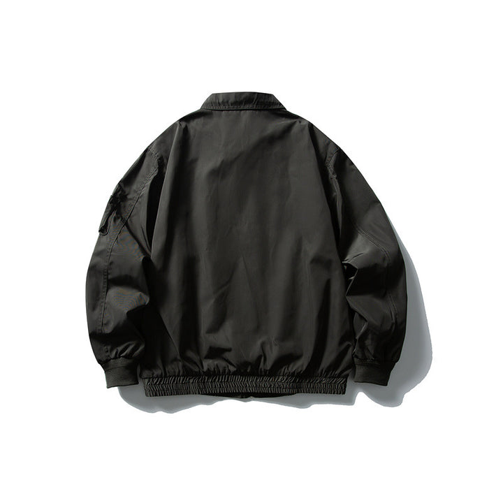 Men's Lightweight Utility Zip Jacket with Zipper, Arm Pocket and Elastic Hem Mune Fashion