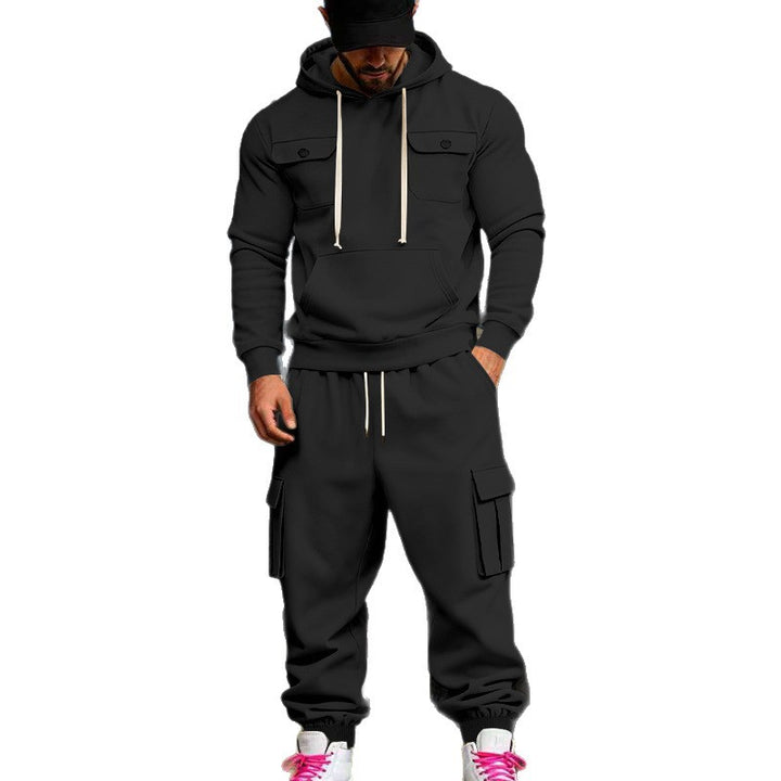 Men's Hooded Sweatshirt Set with Cargo Joggers and Patch Pockets Mune Fashion