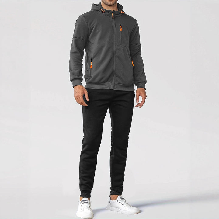 Men's nan technical hoodie jacket with full front zipper, chest pocket with zipper and elastic cuffs Mune Fashion