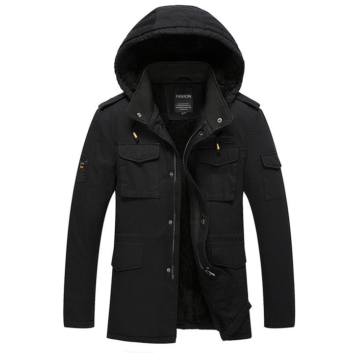 Men's utility parka with warming teddy fleece lining, hood, and multifunction pockets Mune Fashion