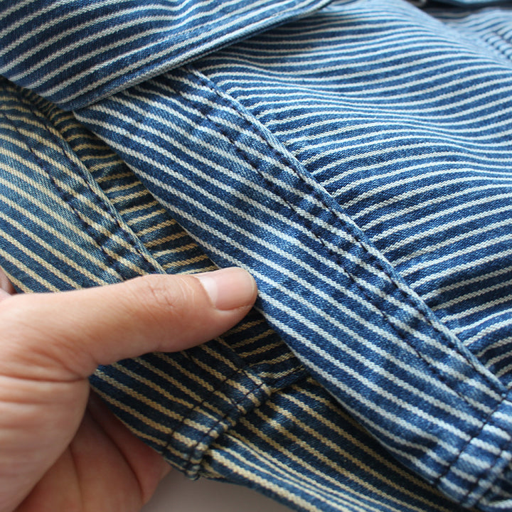 Men Striped Denim Shirt with Chest Pockets Mune Fashion