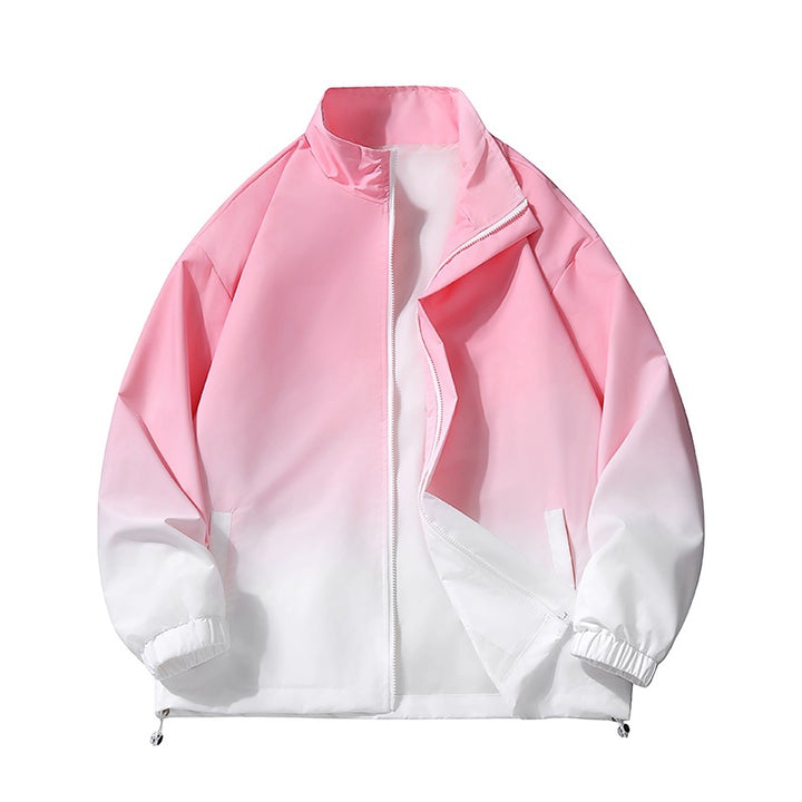 Men's lightweight gradient windbreaker jacket with stand-up collar, full zip & drawstring hem Mune Fashion