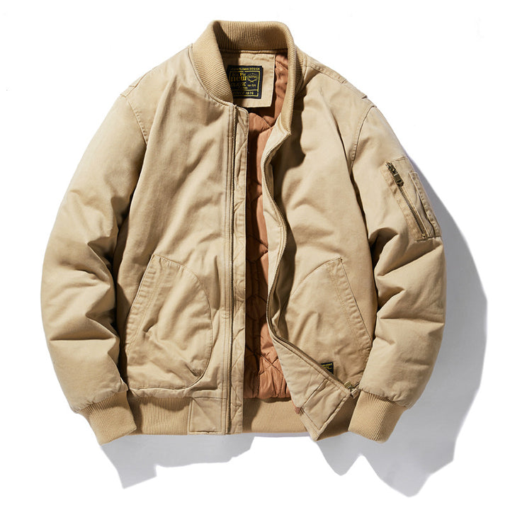 Men's  urban patched utility zip-up bomber with sleeve pen pocket Mune Fashion