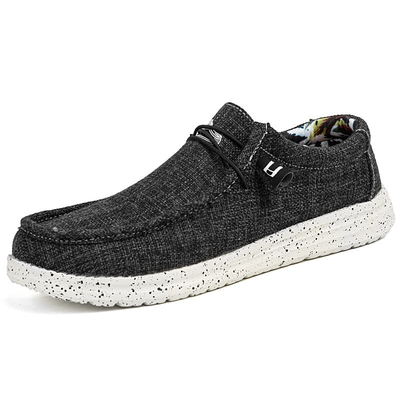 Men's Casual Canvas Moccasin Slipper with Braided Lacing and Spotted EVA Sole Mune Fashion