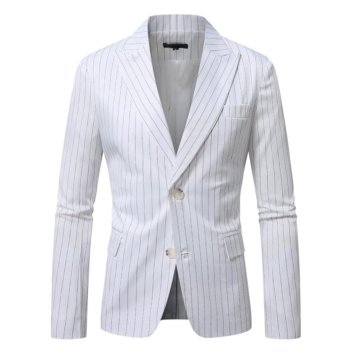 Men's tailored pinstripe blazer made of lightweight twill with a notched lapel and concealed side pockets Mune Fashion