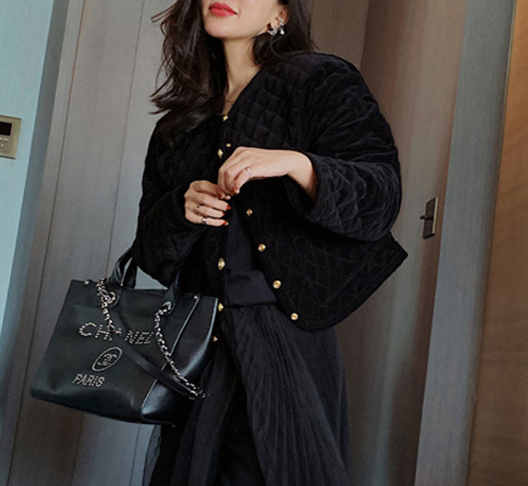 Women Patterned Quilted Jacket Mune Fashion