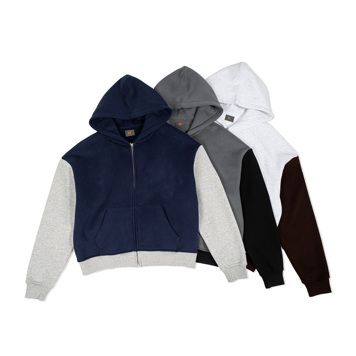 Men's Colorblock Style Zip-Up Hoodie in French Terry with Kangaroo Pocket Mune Fashion