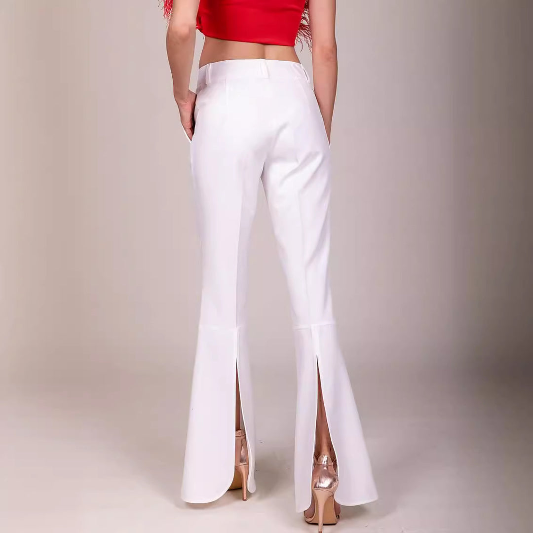 Women High-waisted Flared Palazzo Pants with Crease Mune Fashion