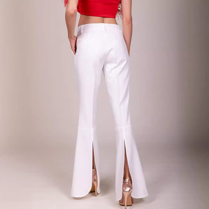 Women High-waisted Flared Palazzo Pants with Crease Mune Fashion