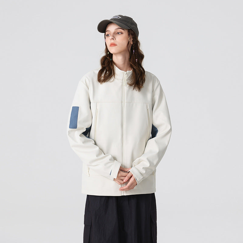 Herren Hybrid-Softshelljacke im Urban-Tech-Look mit hohem Stehkragen und verdecktem Reißverschluss Mune Fashion