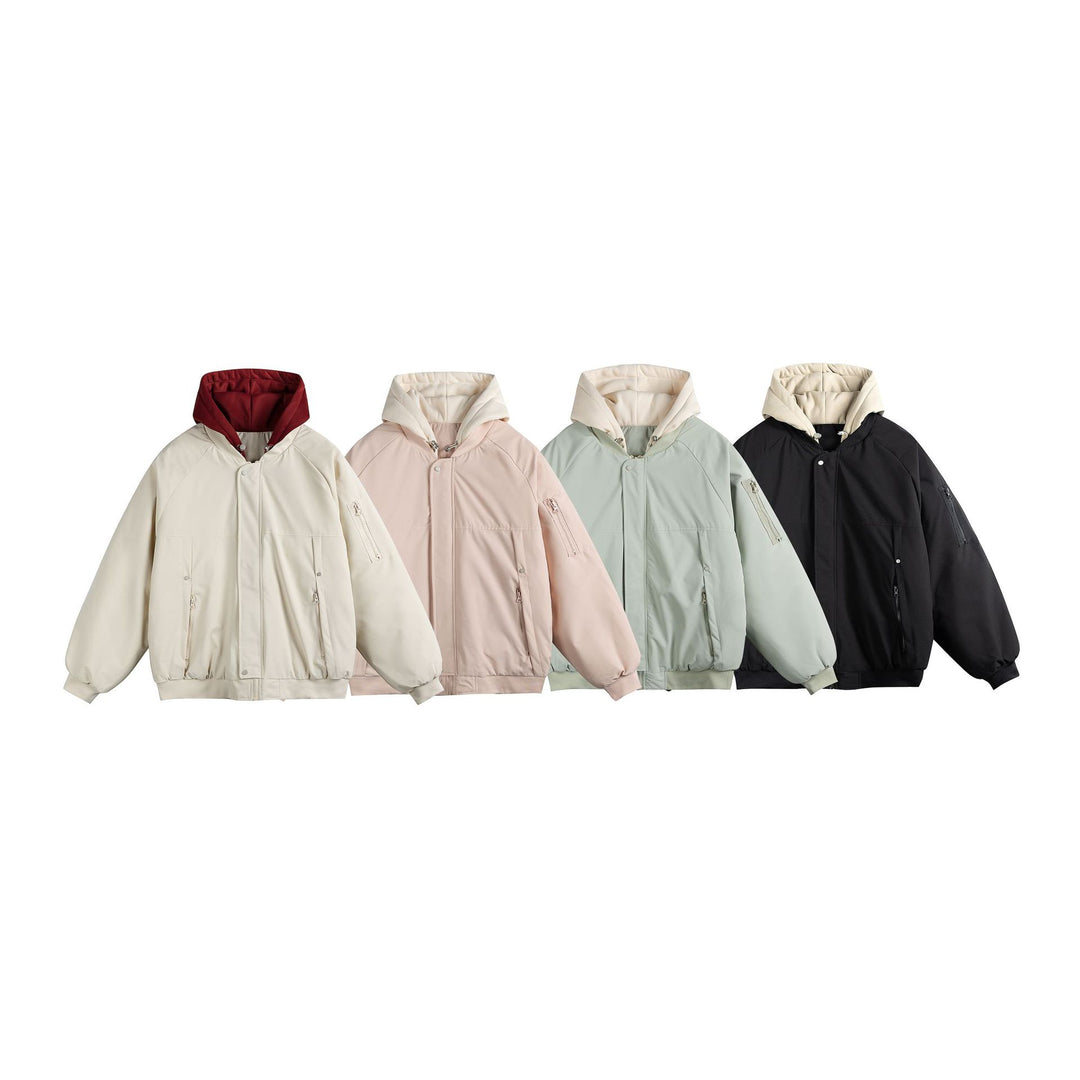 Men's Padded Oversize Bomber Jacket with Contrast Lined Hood and Sleeve Zipper Mune Fashion