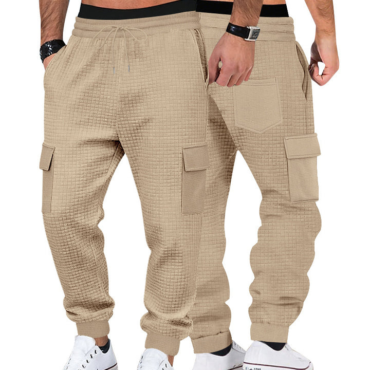 Men's cargo jogging pants made of waffle texture with drawstring and cuffs Mune Fashion
