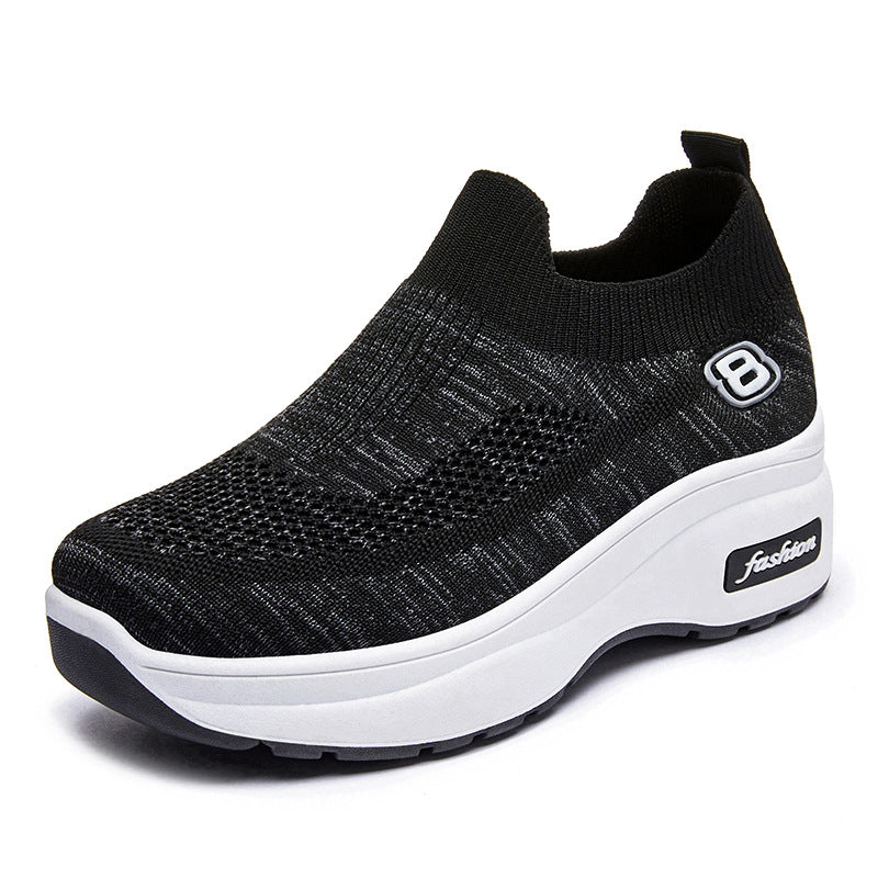 Women's breathable knitted sneakers with platform sole and elastic sock construction Mune Fashion