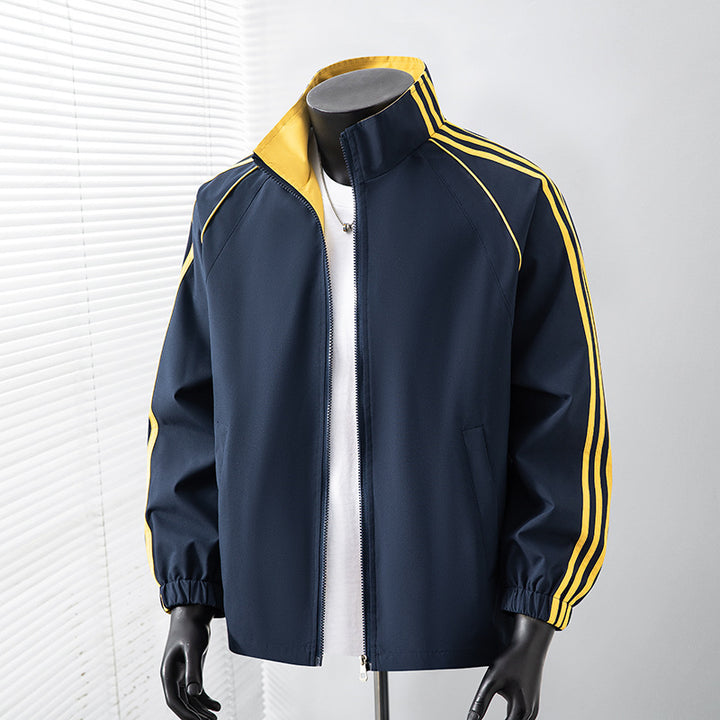 Men's Sporty Windbreaker Jacket with High-Closing Collar