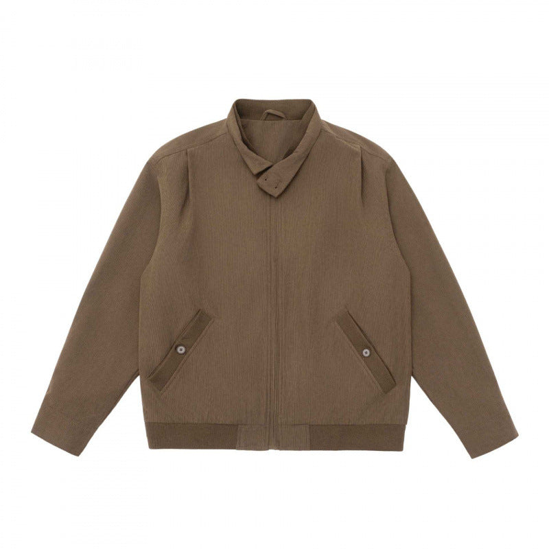 Men's Lightweight Blouson Jacket in Bomber Style with Stand-Up Collar and Concealed Zipper Mune Fashion